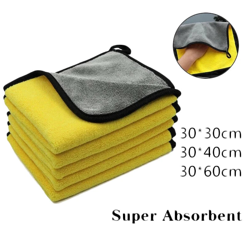 Microfiber Cleaning Towel Thicken Soft Drying Cloth Car Body  Washing Towels Double Layer Clean Rags 30/40/60cm