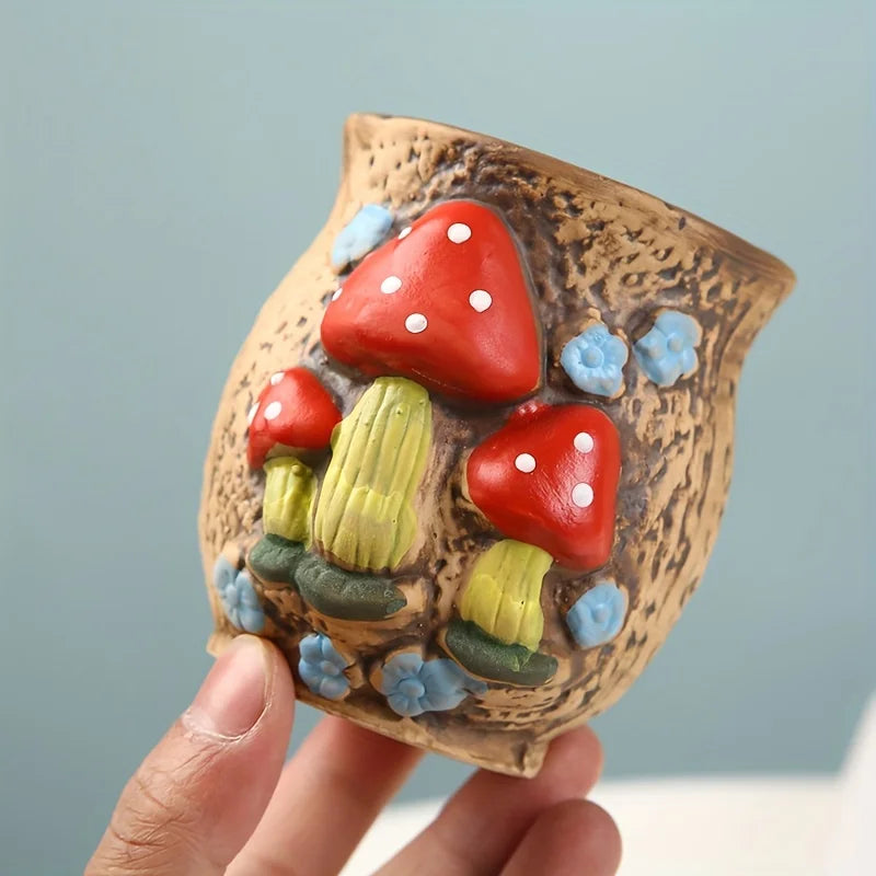 Mushroom Cute Succulent Flowerpot, Ceramic Horticultural Bonsai Potted Plant, Succulent Plant Flowerpot Ceramic