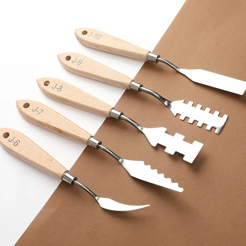 10pc oil painting knives scrapers color palette knife tools for wooden irregular texture flower shovels art color painting tools