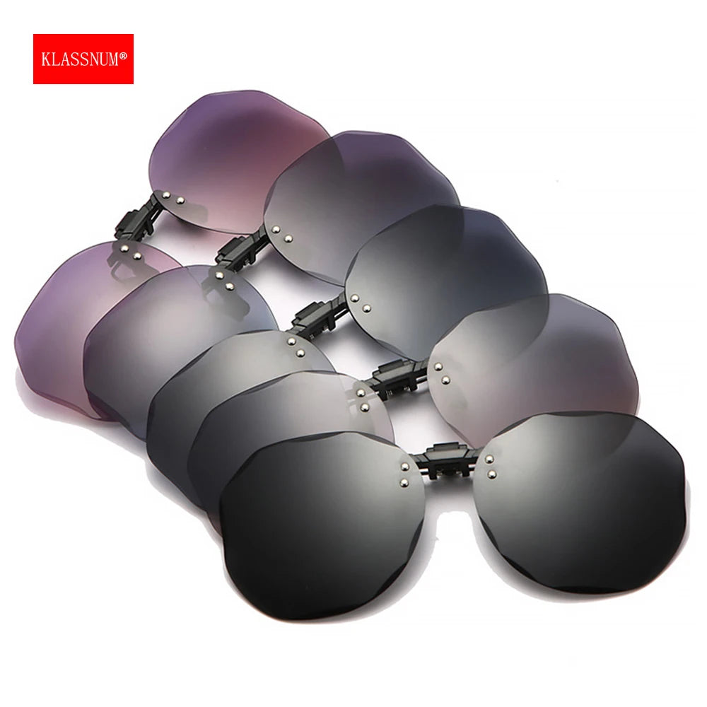 Women Sunglasses Clip-on Polarized Optical Glasses Clip Diamond Cut Mirror Eyeglasses Anti-UV Driving Sunglasses 2023 Trendy