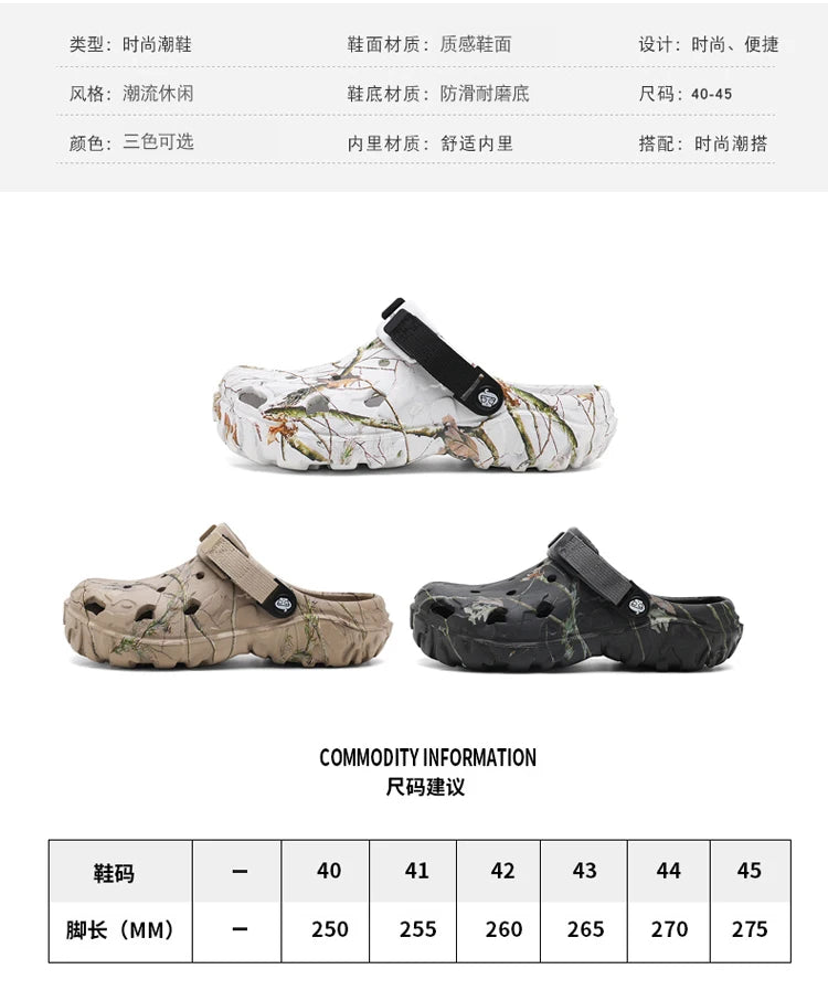 Men's Slippers Indoor Casual Sports Printed Solid Color Beach Shoes Summer Outdoor Non-slip Thick Bottom Sandals Zapatillas