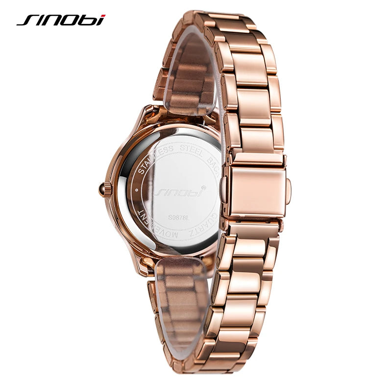 Sinobi Purple Golden Ladies Clock Fashion Diamond Luxury Woman's Quartz Wristwatches Original Design Lady Watches Girl Bracelet