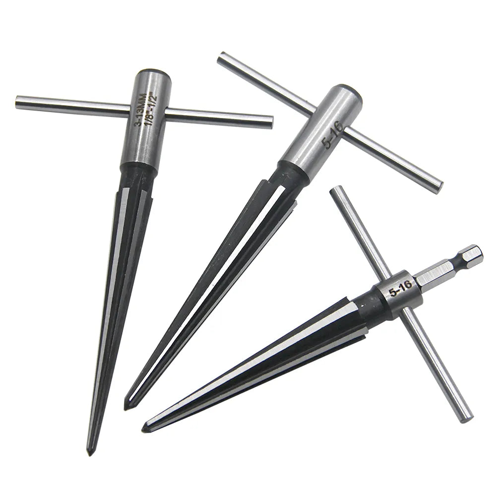 Hand taper reamer 1/8-1/2 (3-13mm) 5-16 taper reamer chamfer opening countersunk head cutting tool hexagonal shank tool