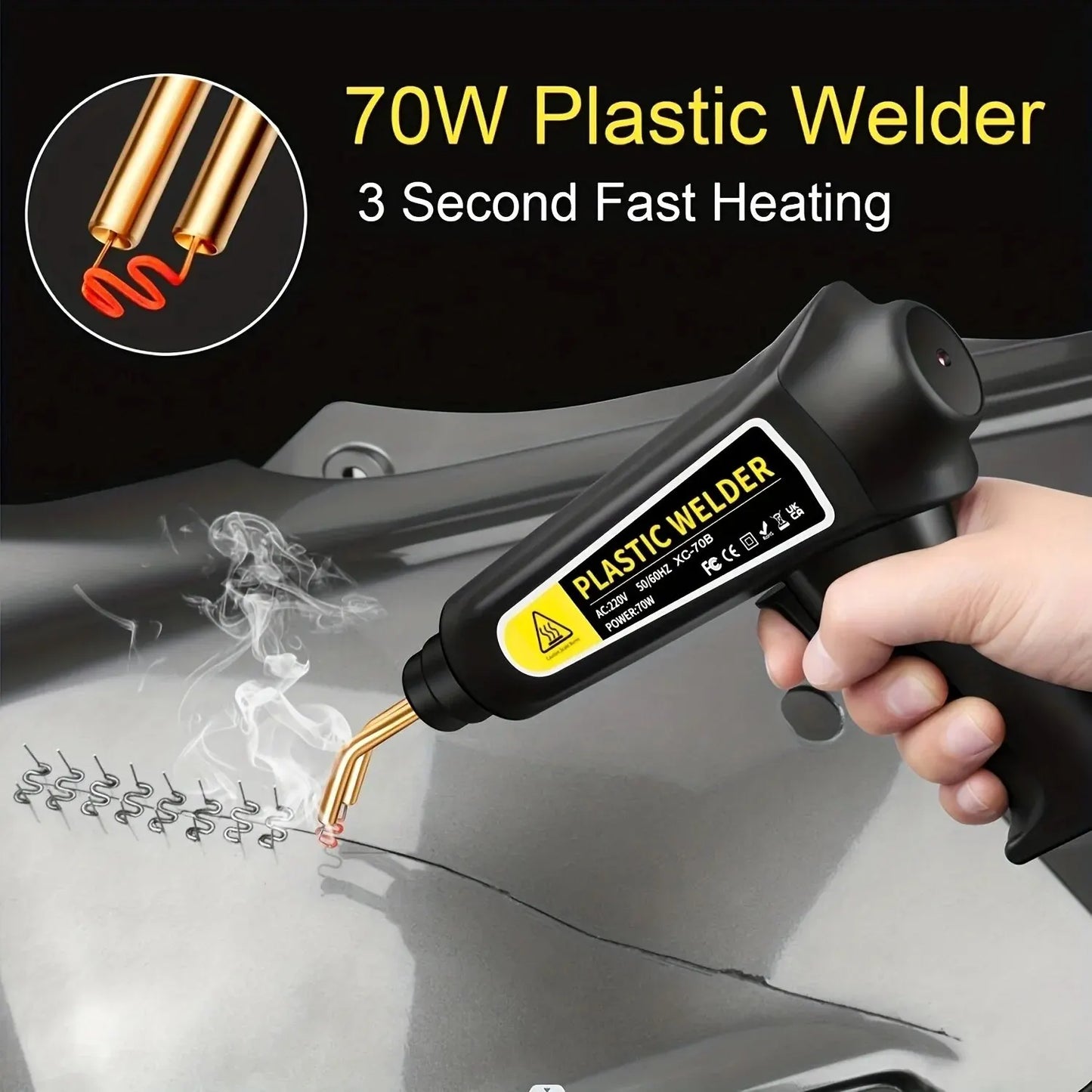 70W Plastic Welder Kit for Bumper Repair Hot Stapler Welding Gun Plastic Welding with Electric Soldering Iron Car Bumper Repair