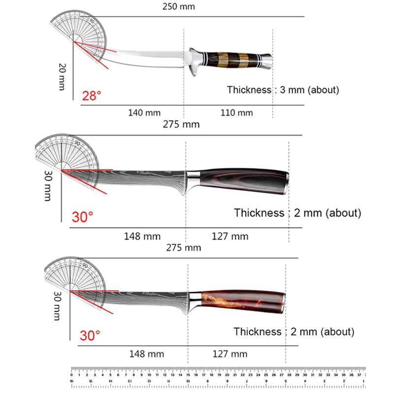 Sashime Knife Fish Filleting Knife Wood Handle High Stainless Steel Kitchen Knives Meat Cleaver Butcher Knife Chef Slicing Tools