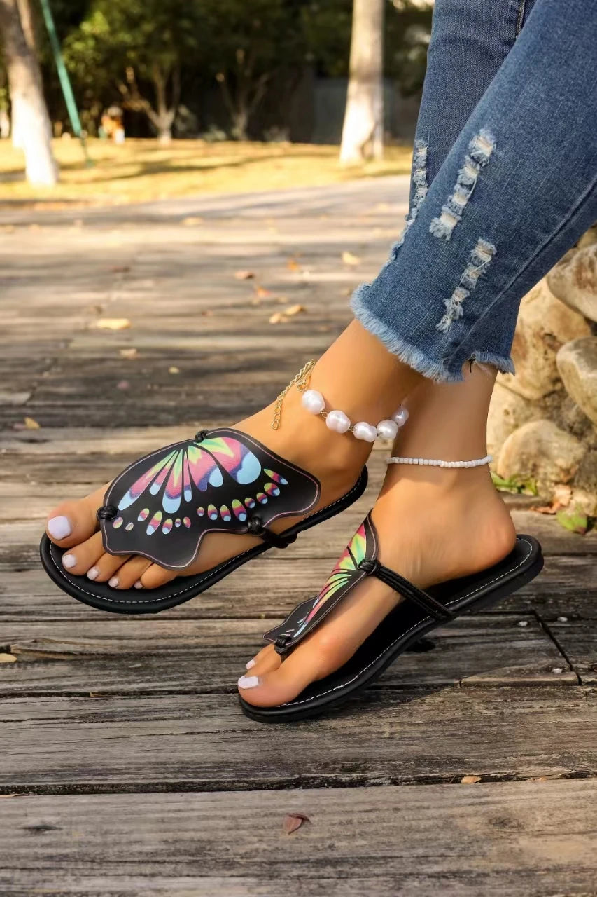 Butterfly Summer Flip Flops Women New Luxury Designer Women Sandals Flat Fashion Slippers Shoes for Women Zapatos De Mujer43size