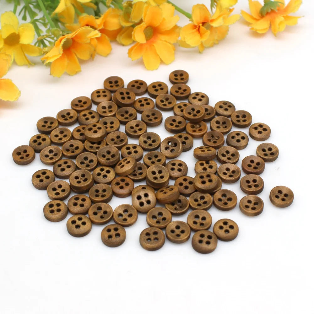 100pcs mixed mini buttons for doll craft scrapbooking wood small buttons 10mm diy crafts crafts materials