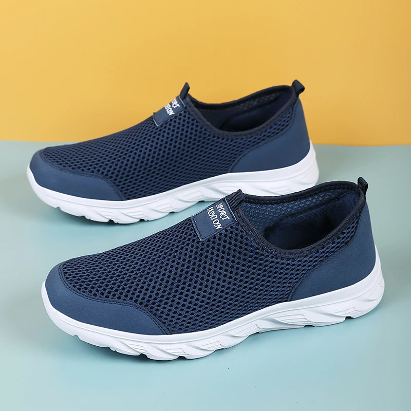 Breathable Summer Sneakers Men Casual Sport Shoes Light Weight Mesh Footwear For Running Slip On Walking Shoes