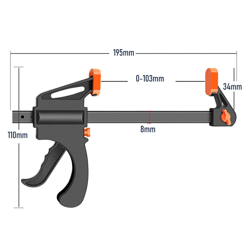 4Inch Quick Ratchet Release Speed Squeeze Wood Working Work Bar Clamp Clip Kit Spreader Gadget Tool DIY Hand Woodworking Tools