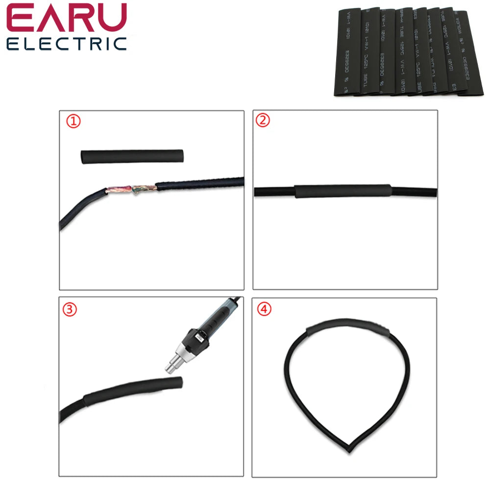 127Pcs Heat Shrink Tube Sleeving Tubing Assortment Kit Electrical Connection Electrical Wire Wrap Cable Waterproof Shrinkage 2:1