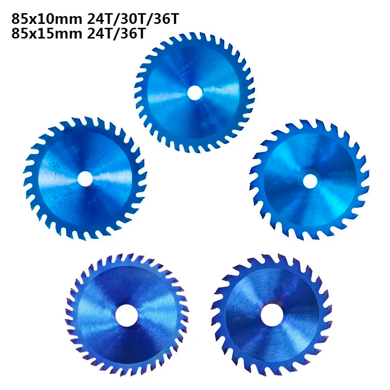 CMCP 85mm Saw Blade For Wood 24/30/36T Nano Blue Coated Mini Circular Saw Blade 85x10/15mm Carbide Cutting Disc TCT Saw Blade