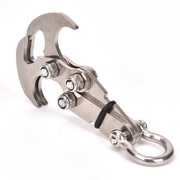 Folding Grappling Hook Multifunctional Stainless Steel Survival Outdoor Climbing Claw Carabiner Camping Gear Multitool Edc Gear