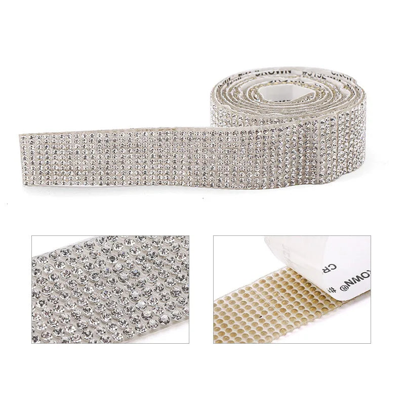 1Yard Self Adhesive Crystal Rhinestone Sticker Diamond Ribbon DIY Sticker Rhinestones Arts Crafts Car Phone Decoration