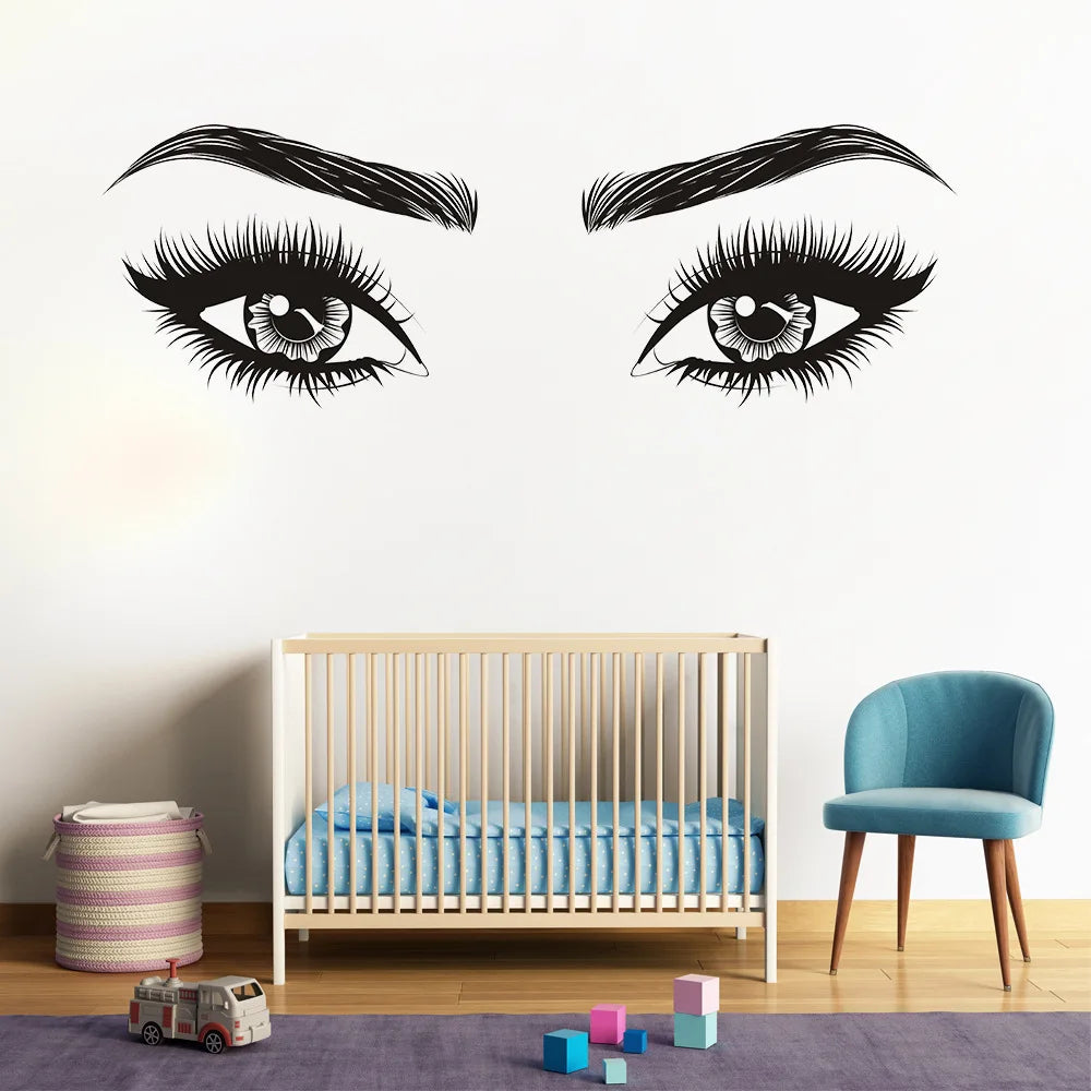 Fashion Girls Lash Brows Eyes Wall Stickers Living Room Decoration Decals for Furniture Sticker Decoration Eyebrows Store Decor