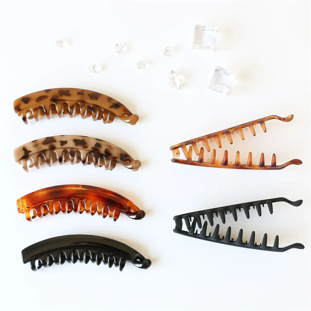 Frosted Hair Clips Solid Color Banana Clip Women's Hair Accessories Fashion Ponytail Barrettes Hair Claws Hairpins