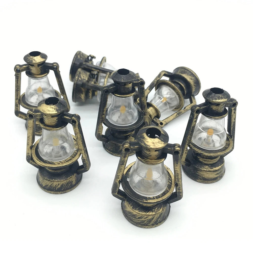 1:6 Scale Miniature Oil Lamp Dollhouse Accessories Retro Style Mini Kerosene Lantern Micro Landscape Decor Scene Ornaments