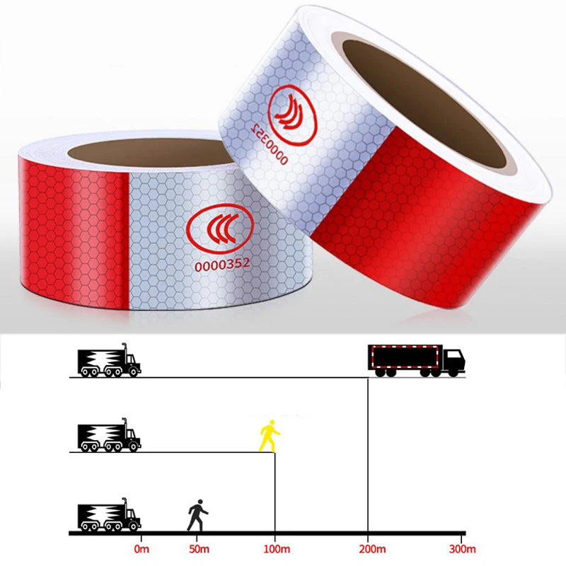 Width 5cm Red white Reflective Adhesive Tape Sticker For Truck Motorcycle Bicycle Car Styling