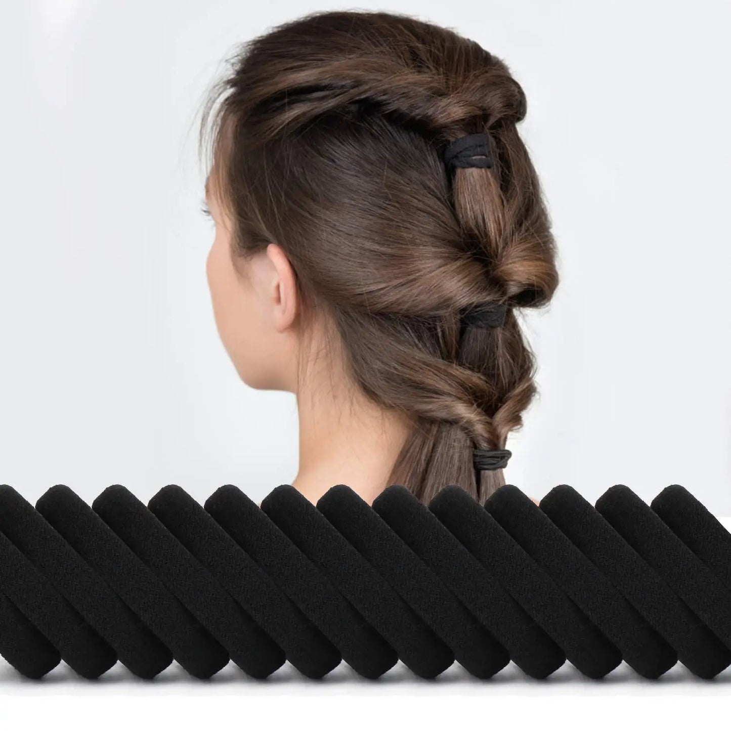 50pcs High Elastic Black Cloth Hair Bands for Women Girls Hairband Rubber Band Hair Ties Ponytail Holder Scrunchies Accessories