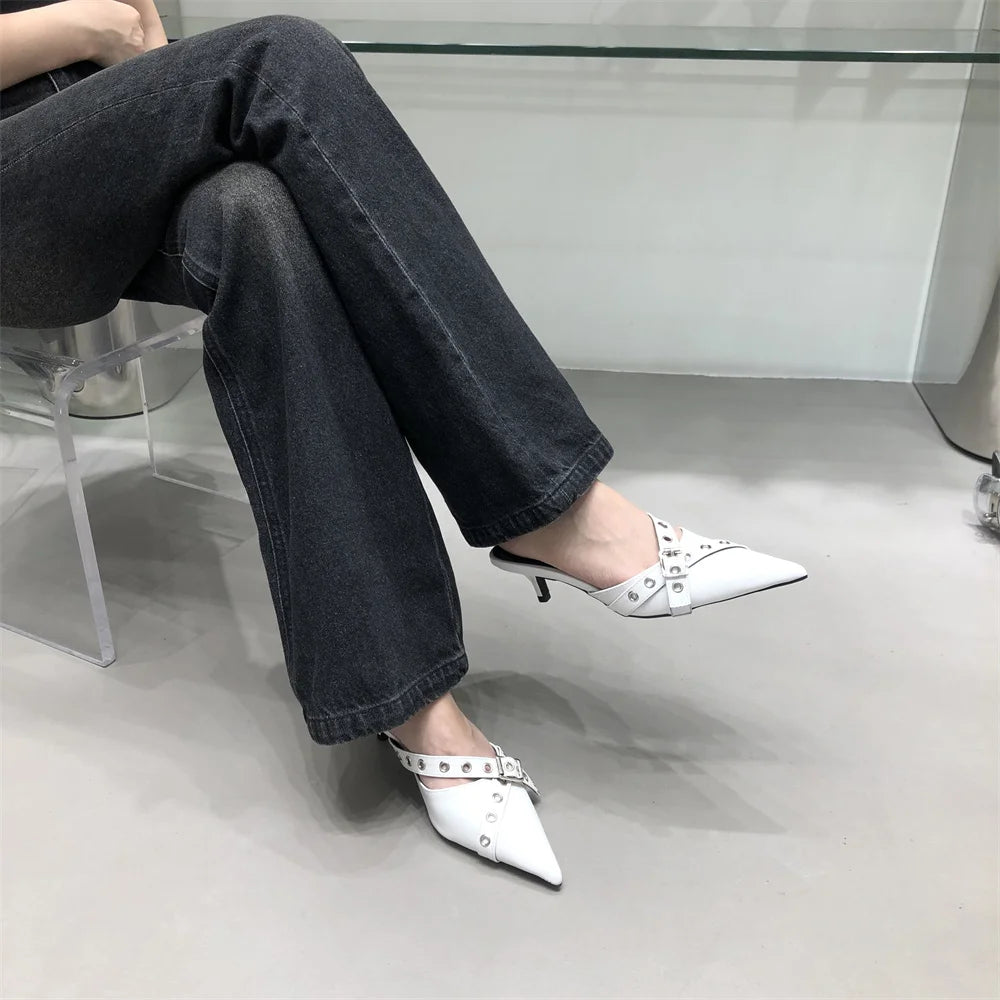 2024 Ladies Summer New Sexy Pointed Toe PU Waterproof Women's Shoes Outdoor Casual Comfortable Party Dress Women's High Heels