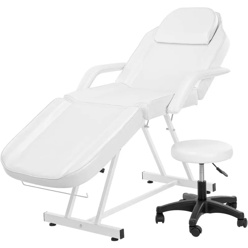 Massage Salon Tattoo Chair Esthetician Bed with Hydraulic Stool,Multi-Purpose 3-Section Facial Bed Table, Adjustable Beauty