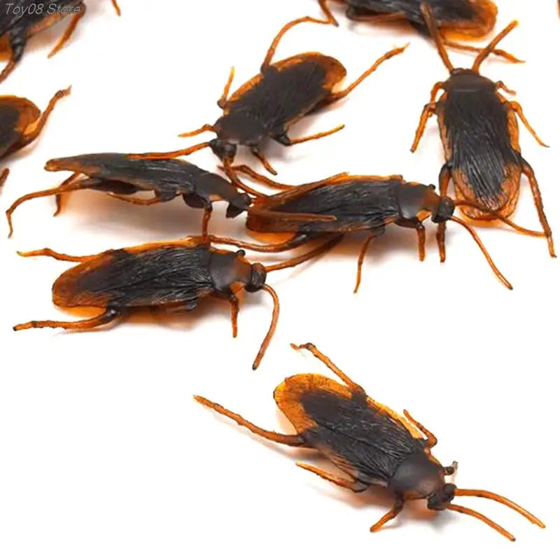 10pcs Special Lifelike Model Simulation Fake Rubber Cock Cockroach Roach Bug Roaches Toy Prank Funny Trick Joke Toys