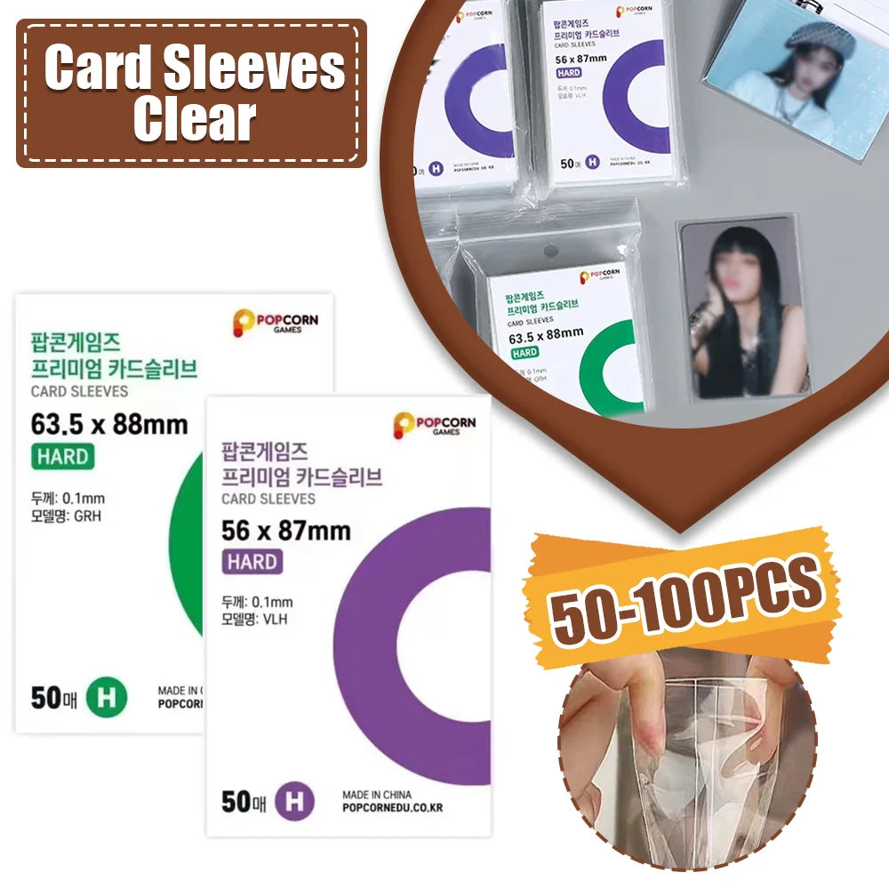 50/100PCS Korea Card Sleeves Clear Acid Free-No CPP HARD 3 Inch Photocard Film Album Binder Original Photo Card Flat Card Holder