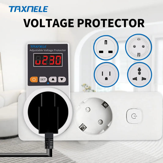 Automatic Voltage Protector Socket AC 220V Adjustable 16A Power Surge Protector EU Plug Socket Voltage Safe Refrigerator Protect