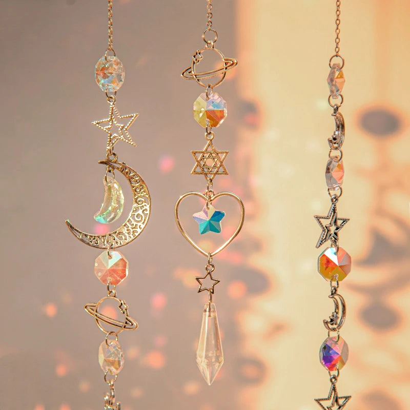 Suncatcher Crystal Wind Chimes Hanging Pendant Bling Catch Sun Glass Wind Chime Rainbow Prism Window Outdoor Hanging Decoration