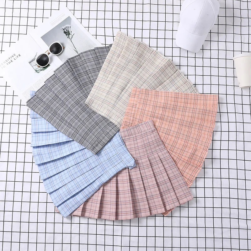 Plaid Skirt For Girls School Uniform Autumn Y2k Korean Fashion Women's Clothing 2022 Summer High Waist A-line Mini Pleated Skirt