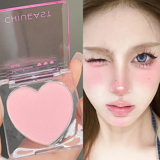 Love Powder Blusher Long-lasting Natural Matte Cheek Contour Tint Peach Pink Facial Blusher Cosmetics Single Color Blush Palette