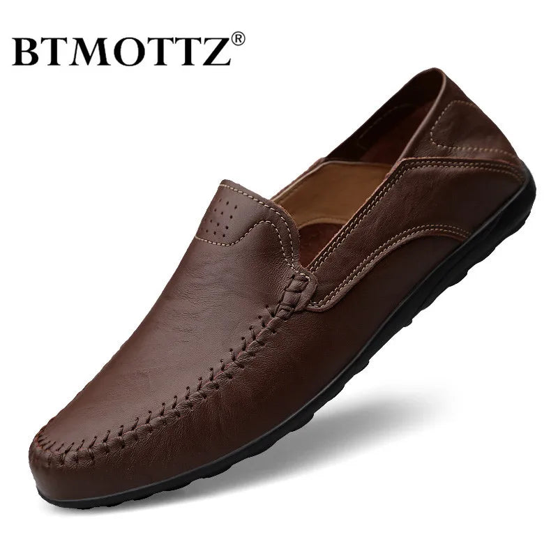 Genuine Leather Mens Shoes Casual Luxury Brand Soft Men Loafers Moccasins Breathable Slip on Male Boat Shoes Plus Size 37-47