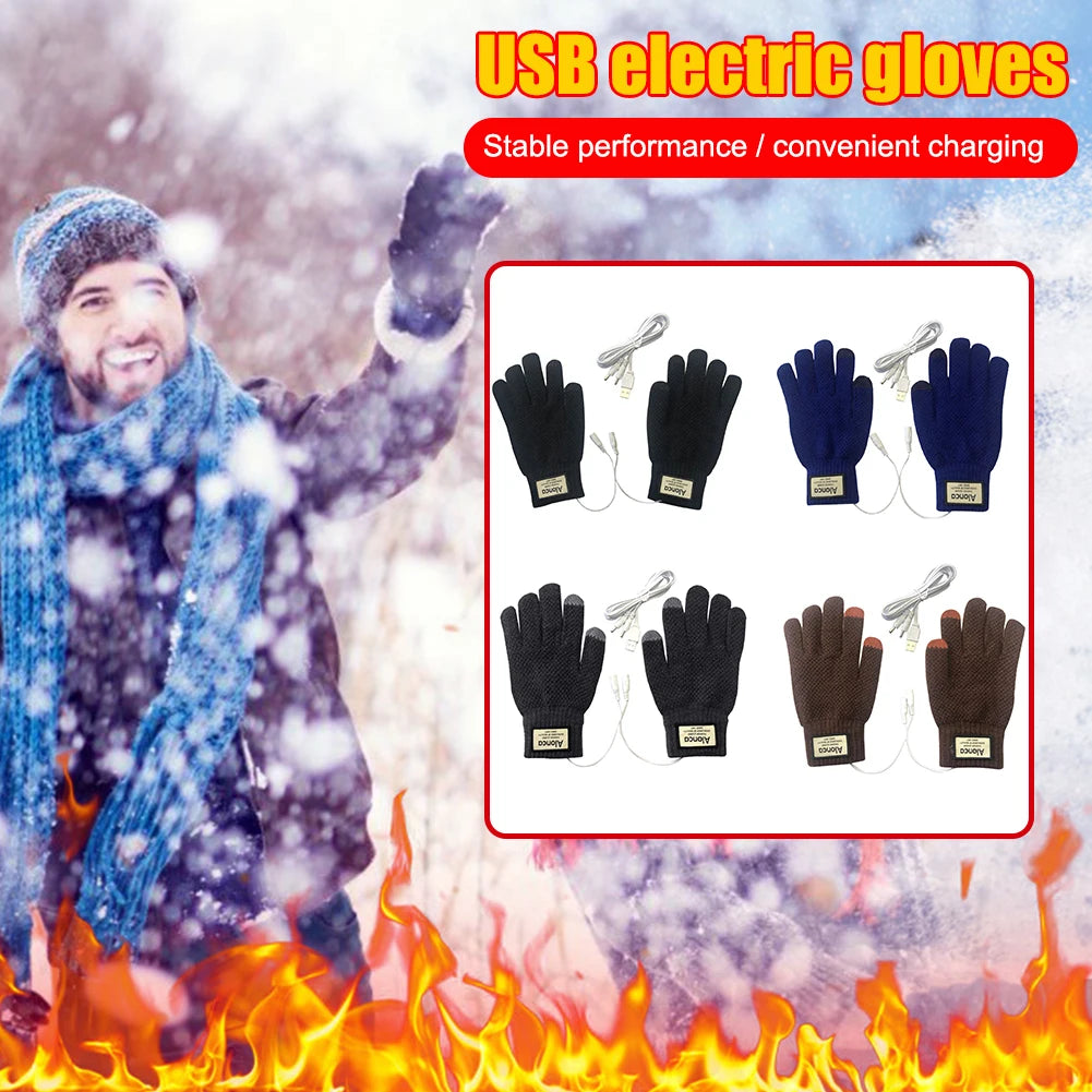 USB Warm Hand Heating Gloves Electric Constant Temperature Winter Hand Warm Gloves Heated Knitting Constant Temperature Mitten