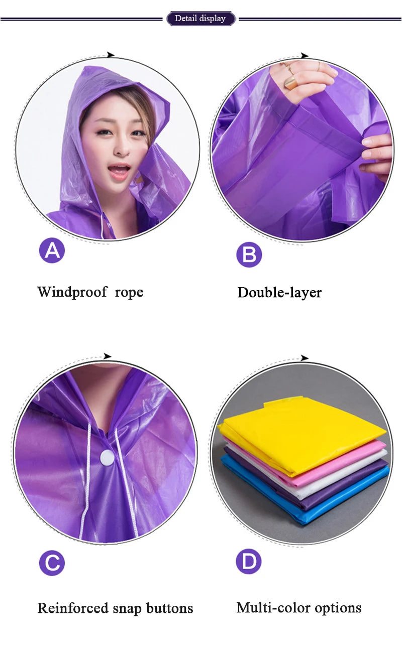 Raincoat Women Men Impermeable Thickened Waterproof Raincoat Tourism Outdoor Hiking Rain Poncho Raincoat Hooded Rain Coat