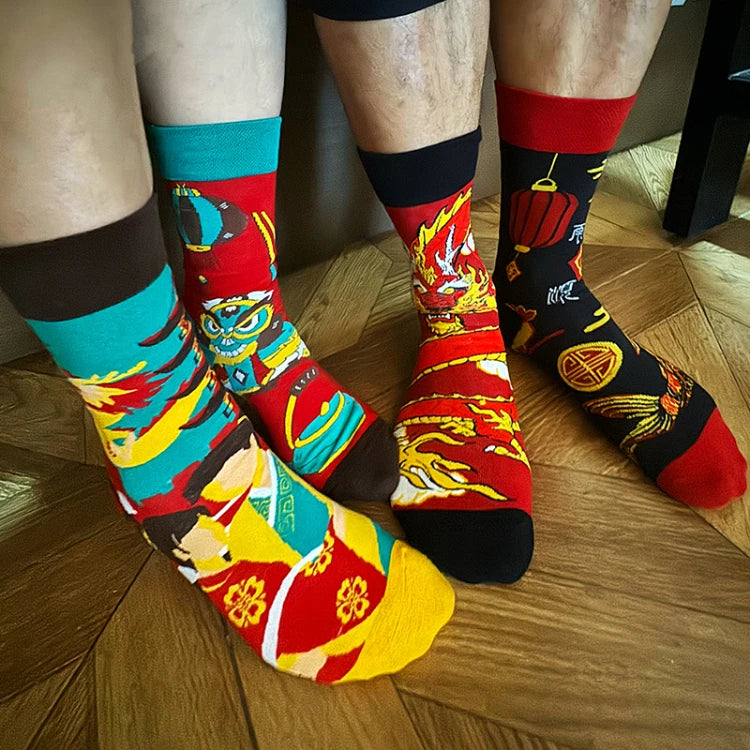 New Asymmetrical Couples AB Mandarin Ducks Medium and High Sleeve Fashion Fashion Sports Color Cotton Socks