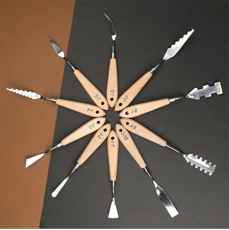 10pc oil painting knives scrapers color palette knife tools for wooden irregular texture flower shovels art color painting tools