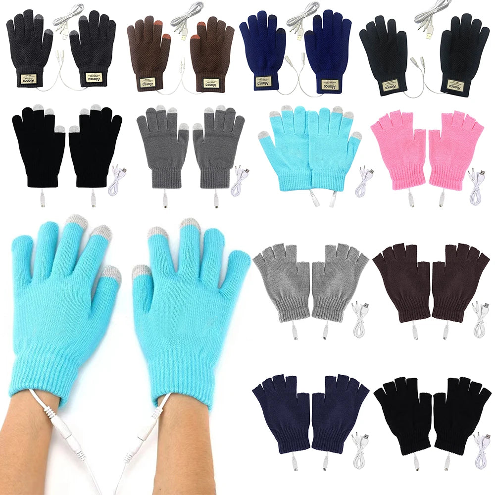 USB Warm Hand Heating Gloves Electric Constant Temperature Winter Hand Warm Gloves Heated Knitting Constant Temperature Mitten