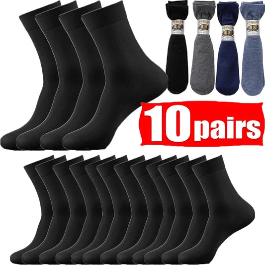 20Pcs Breathable Long Socks Bamboo Fiber Socks Summer Thin Stripe Men Silk Sports Socks Antibacterial Black Business Men Sox