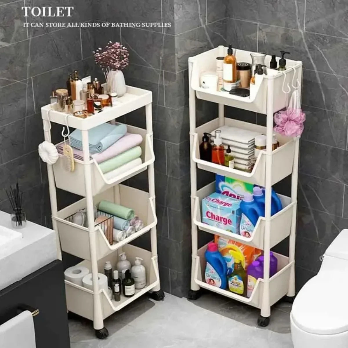 Trolley Bookshelf Portable Creative Kitchen Organizers And Storage Rack Living Room Mobile Display Movable Bookshelf With Wheels