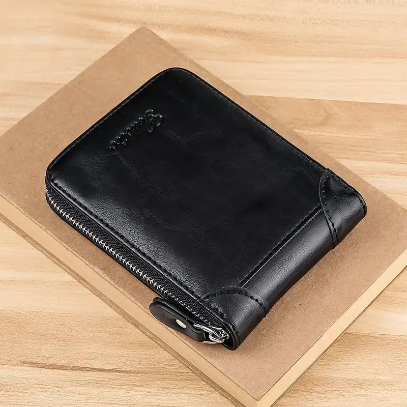 Men's Coin Purse Wallet RFID Blocking Man PU Leather Wallet Zipper Business Card Holder Money Bag Wallet Male