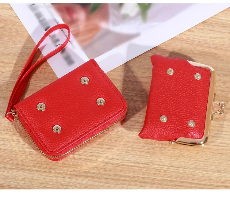 Wallet Women's Fashion Wrist Strap Short Zero Wallet Large Capacity Coin Clip Bag Multiple Card Positions Card Bag Money Clip