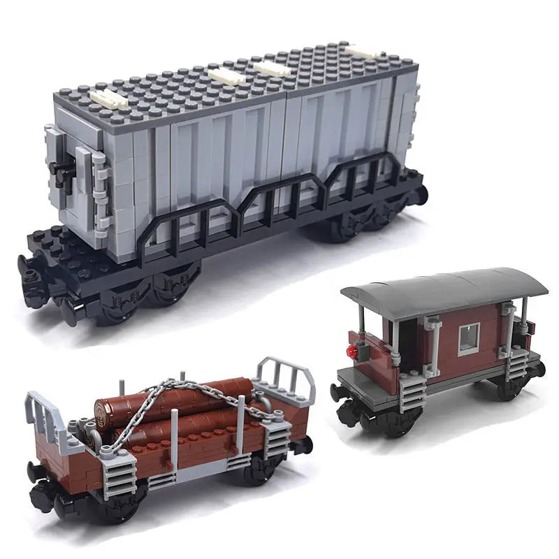 Building Block Train Carriage Urban Rail Truck Container Wood Car Passenger Carriage Set DIY Assembly Model Boy Toy Gift 92088