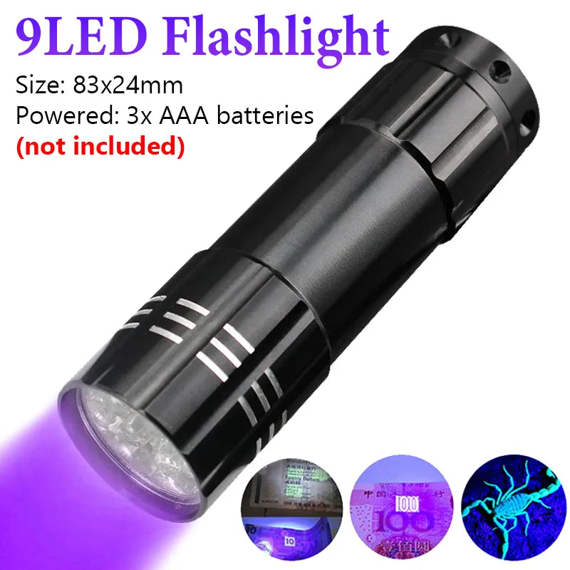 UV Flashlight Handheld Blacklight Flashlight 395nm Mini Light Torch Detector