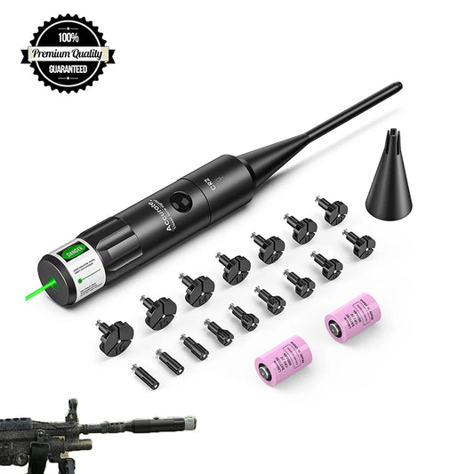 Green Laser Bore Sight Kit for .17 to 12GA Multiple Caliber Universal Bright Sighter with Big Press Switch For Zeroing Scope