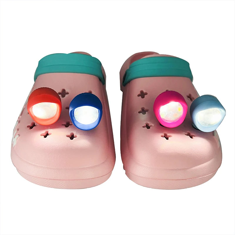 2pcs Shoe Lights PVC LED Headlight Shoe Charms Accessories for Night Rides, Walk & Dog Walks Outdoor Activities,3 Lighting Modes