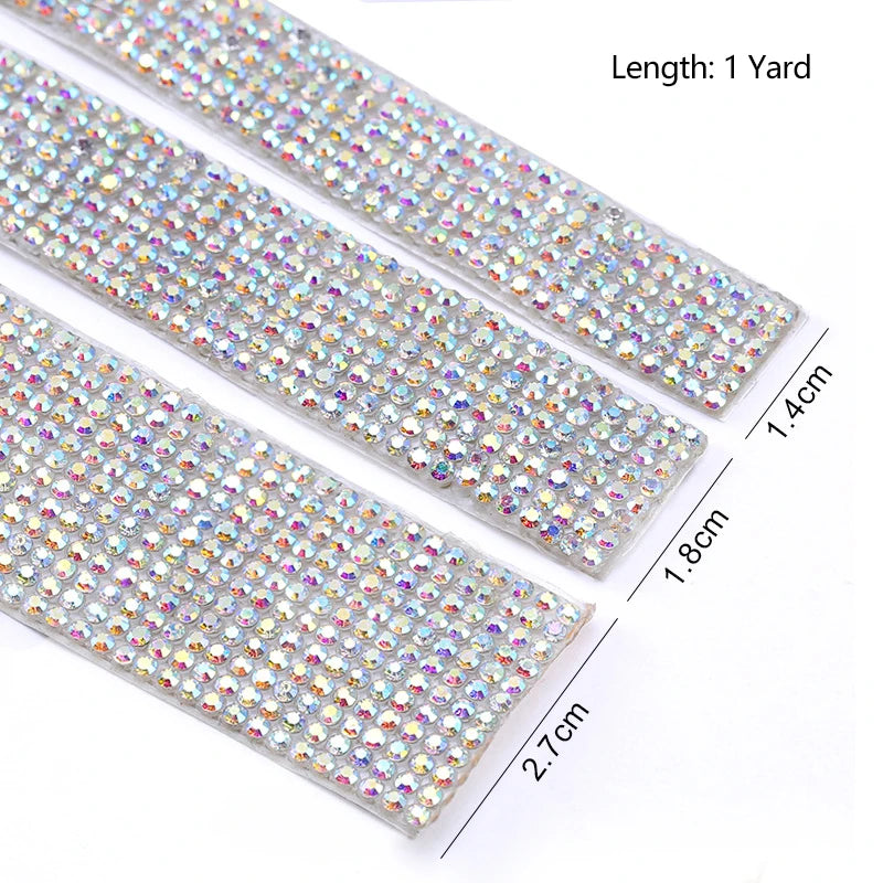 1Yard Self Adhesive Crystal Rhinestone Sticker Diamond Ribbon DIY Sticker Rhinestones Arts Crafts Car Phone Decoration