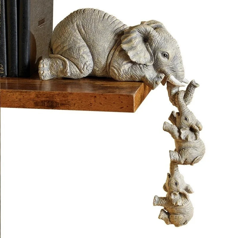 3pcs/set DIY Creativity Cute Elephant Figurines Elephant Holding Baby Elephant Resin Crafts Home Furnishing Gift