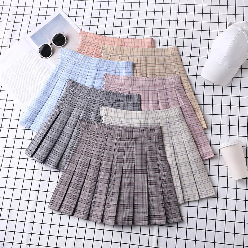 Plaid Skirt For Girls School Uniform Autumn Y2k Korean Fashion Women's Clothing 2022 Summer High Waist A-line Mini Pleated Skirt