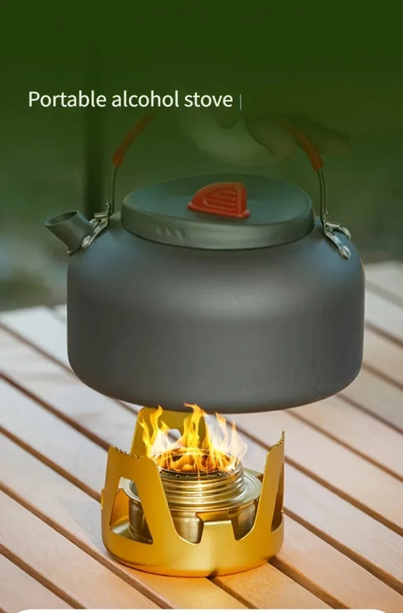 Outdoor Portable Mini Alcohol Stove Suitable for Camping Picnic Barbecue and Fishing Aluminum Alloy Structure Adjustable Flame