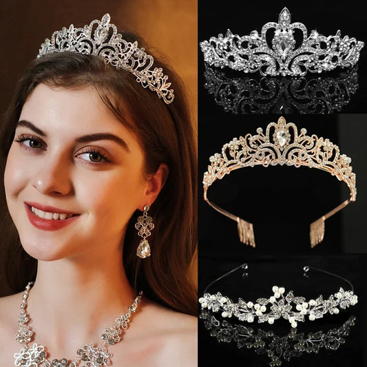 Luxury Crystal Crowns and Tiaras with Comb Headband for Girl Women Princess Birthday Party Wedding Prom Bridal Gifts