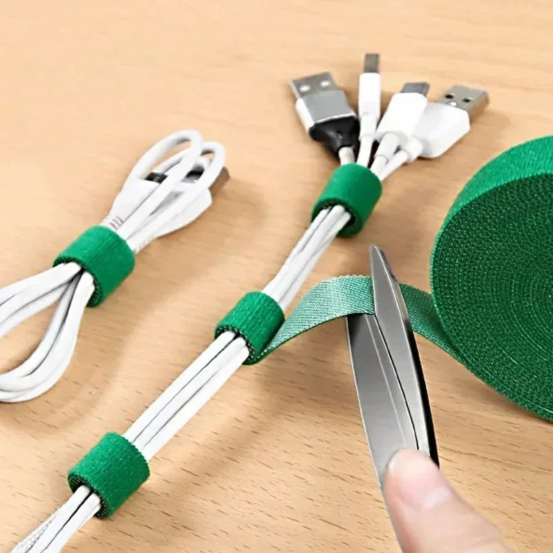 2/5M/Roll 12mm Width Cable Organizer USB Cable Winder Management nylon Free Cut Ties Mouse earphone Cord cable ties